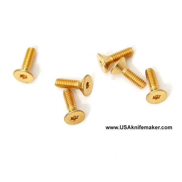 2-56 Flat Head 3/8" OAL Gold Torx Screws