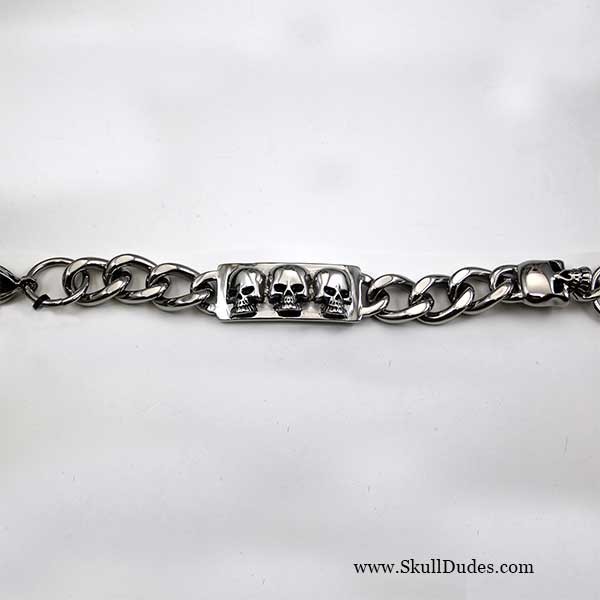 stainless steel ID skull bracelet