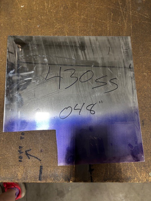 430ss .048" x12" x 12" Stainless Steel- See Picture