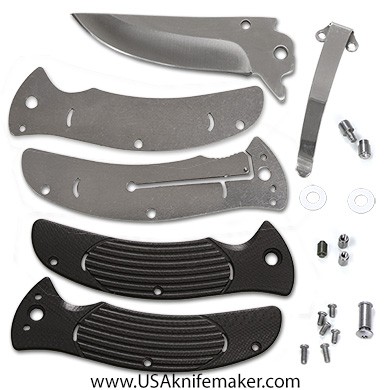 KMS Liner Lock K1258 Flipper Knife Kit - 440C Satin Blade Finish - Black G10 Scales