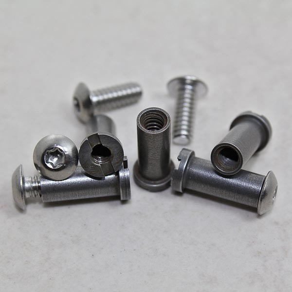 Chain Ring Bolt 1/4" Satin FEMALE dia x .50"L 8-32 thread - w/ Screw