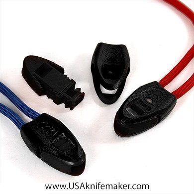 End Cord Lock Whistle Black use w/ Para cord