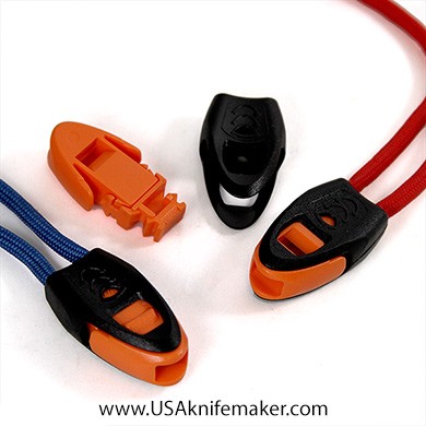 End Cord Lock Whistle Orange Insert use w/ Para cord