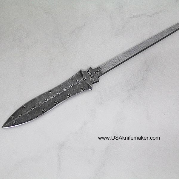 Dagger with Hidden Tang and Big Belly - Ladder Pattern Damascus