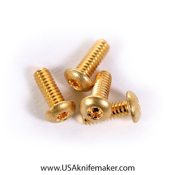 Screw 0-80 Button Head 1/4" Thread Length Gold Plated - 20ct