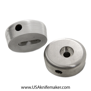 Pommel Round - 1.16"L x 1.05"W x .48"Th, Large hole on back .37", Small hole in middle .2", Slot on back .22" x .63"