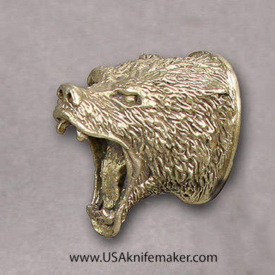 Small Bear Head Pommel - Bronze
