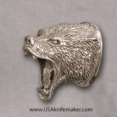 Small Bear Head Pommel Nickel Silver
