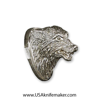 Wolf Head Pommel - Nickel Silver