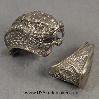 Snake Head Guard & Pommel - Nickel Silver