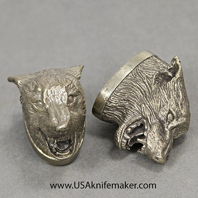 Wolf Head Pommel - Nickel Silver