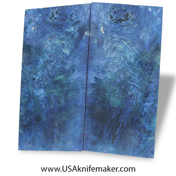 Black Ash Burl Knife Scales - Stabilized - Dyed - #3068 - .42 x 2.3 x 4.8