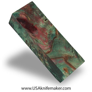 Box Elder Burl Knife Block -Dyed - Stabilized - #3039 - 1.1" x 1.8" x 5.05"