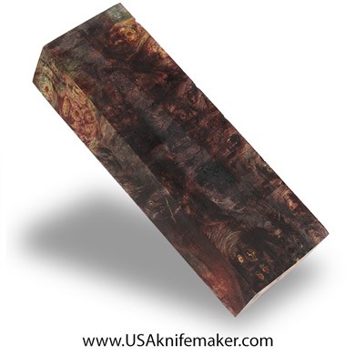 Box Elder Burl Knife Block -Dyed - Stabilized - #3045 - 1.2" x 1.75" x 5.4"