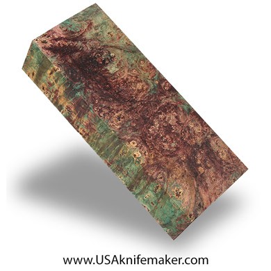 Box Elder Burl Knife Block -Dyed - Stabilized - #3047 - 1.15" x 1.8" x 4.85"