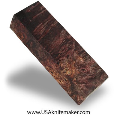 Box Elder Burl Knife Block -Dyed - Stabilized - #3072 - 1.1" x 1.55" x 4.9"
