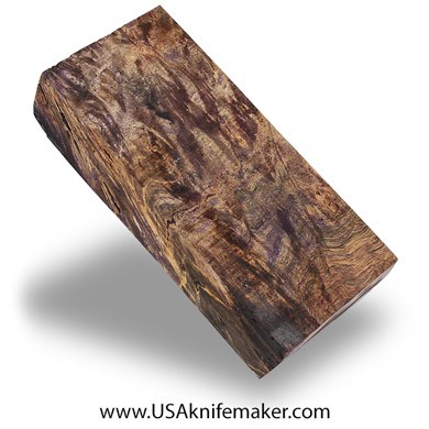 Box Elder Burl Knife Block -Dyed - Stabilized - #3075 - 1.15" x 2.2" x 5.05"