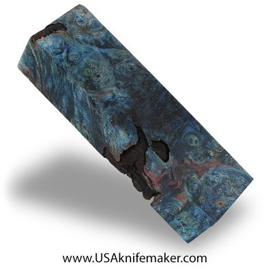 Box Elder Burl Knife Block -Dyed - Stabilized - #3083 - 1.35" x 1.55" x 5.45"