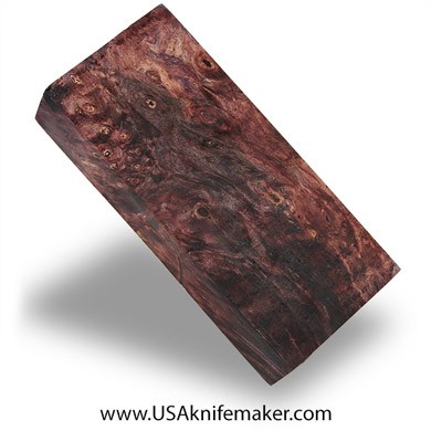 Box Elder Burl Knife Block -Dyed - Stabilized - #3105 - 1.1" x 2.1" x 4.95"