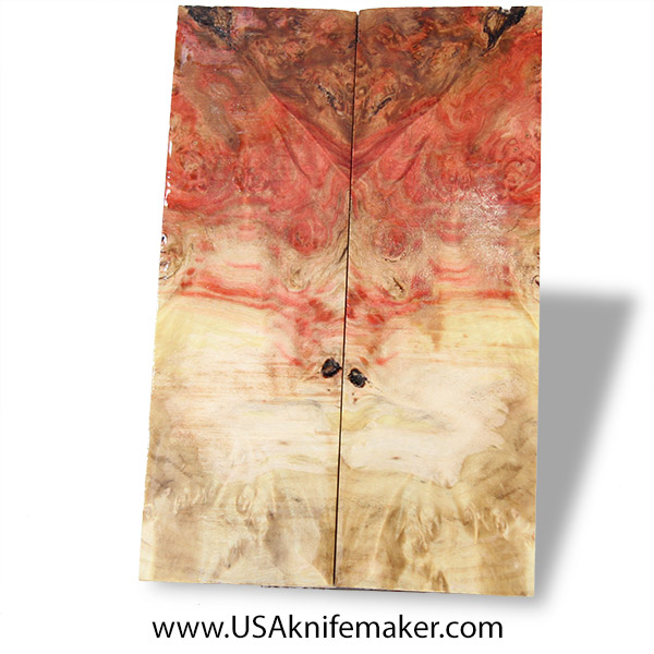 Box Elder Burl Knife Scales - Stabilized - Dyed - #3061 - .44 x 1.78 x 5.5