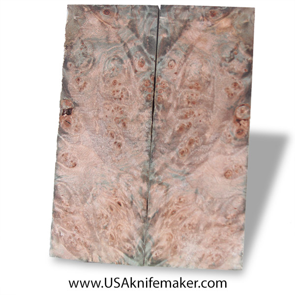 Maple Burl Knife Scales - Stabilized - Dyed - #3064 - .39" x 1.85" x 5"