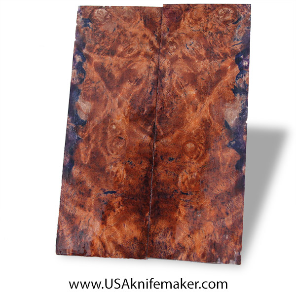 Maple Burl Knife Scales - Stabilized - Dyed - #3080 - .37" x 1.8" x 5.2"