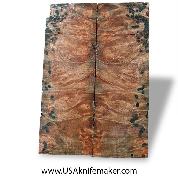 Maple Burl Knife Scales - Stabilized - Dyed - #3083 - .41" x 1.7" x 5.1"