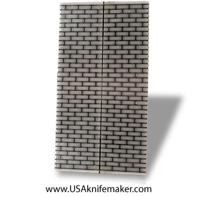 Resin Hybrid3D™ Black Brick Grid & White Cast Resin Scales - .375" x 1.5" x 6" - Knife Handle Material