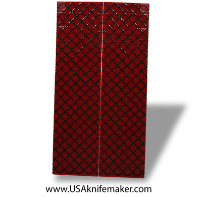 Resin Hybrid3D™  Black Diamond Grid & Red Cast Resin Scales - .375" x 1.5" x 6" - Knife Handle Material