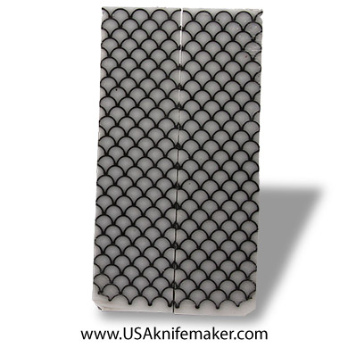 Resin Hybrid3D™  Black Fish Scale Grid & White Cast Resin Scales - .375" x 1.5" x 6" - Knife Handle Material