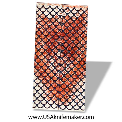 Resin Hybrid3D™ Blue Fish Scale Grid & White/Red Cast Resin Scales - .375" x 1.5" x 6" - Knife Handle Material