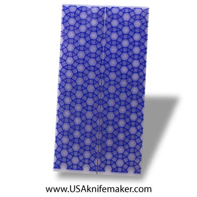 Resin Hybrid3D™ Blue Kaleidoscope Grid & White Cast Resin Scales- .375" x 1.5" x 6" - Knife Handle Material