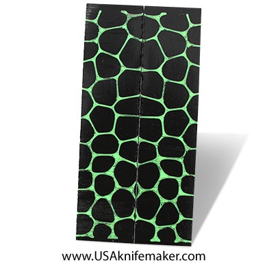 Resin Hybrid3D™ Neon Green Web Grid & Black Cast Resin Scales - .375" x 1.5" x 6" - Knife Handle Material