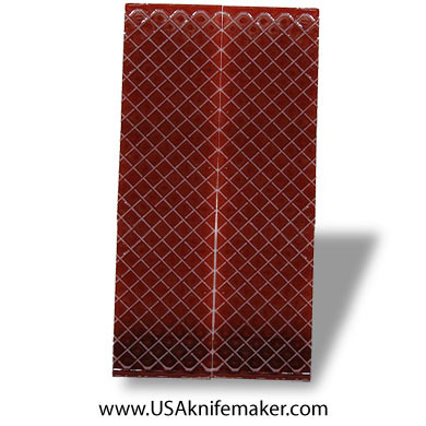 Resin Hybrid3D™  White Diamond Grid & Red Cast Resin Scales - .375" x 1.5" x 6" - Knife Handle Material