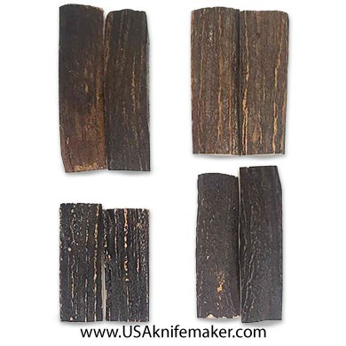 Sambar Stag Scales - About 1.15" x 3.125-4" - 1 Pair - Medium - B Grade -  Knife Handle Material