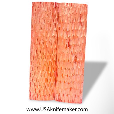 Jigged Bone - Dyed Orange - 4.5" x 1.25" Pair of Scales