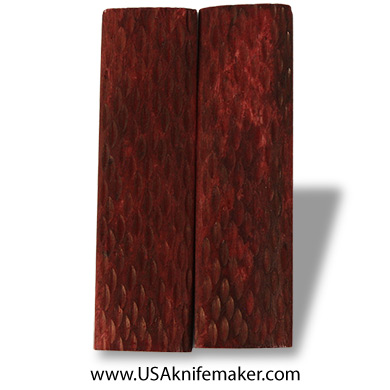Jigged Bone - Dyed Red - 4.5" x 1.25" Pair of Scales