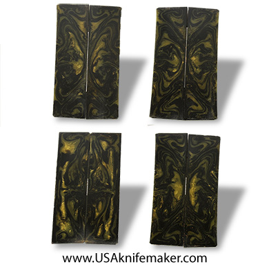 Black & Green Cast Resin- .375" x 1.5" x 6" - Knife Handle Material
