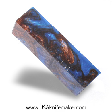 Blue & Bronze Cast Resin Block - 1.5" x 1.75" x 5.875" - Knife Handle Material