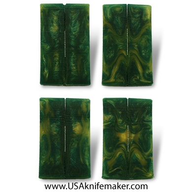 Green & Yellow Cast Resin Knife Handle Material