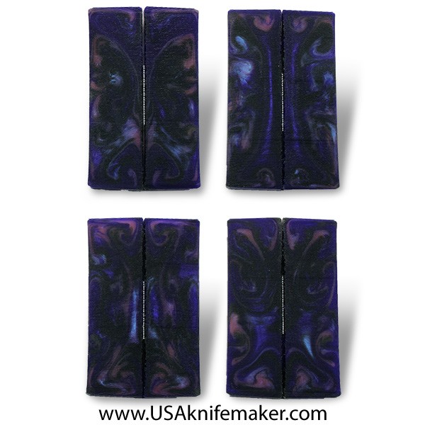 Black & Purple Cast Resin Scales - .35" x 1.4" x 6" - Knife Handle Material