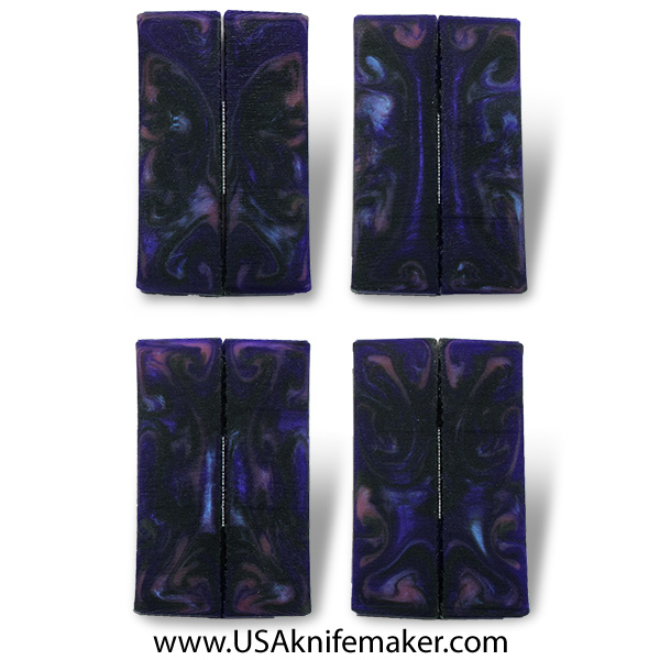 Black & Purple Cast Resin Scales - .40" x 1.75" x 6" - Knife Handle Material
