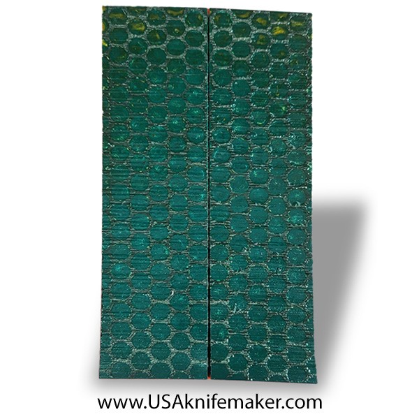 Resin Hybrid3D™ Black Hex Grid & Emerald Green Cast Resin Scales - .375" x 1.5" x 6" - Knife Handle Material