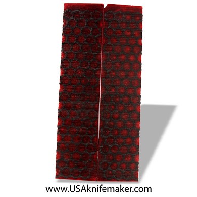 Resin Hybrid3D™ Black Hexagon Grid & Red Cast Resin Scales - .375" x 1.5" x 6" - Knife Handle Material