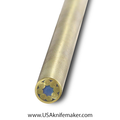 Mosaic - USA KMS Brass Mosaic Pin for Knife Handle #124-1 - 1/4" Diameter Ocean Blue Epoxy