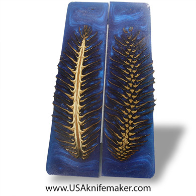 Blue Cast Pine Cone Scales #04 - .25" x 1.5" x 6" - Knife Handle Material