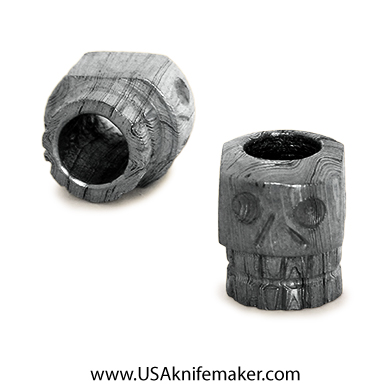 Damascus Bead - Carved Skull Face - .52"L x .49"W