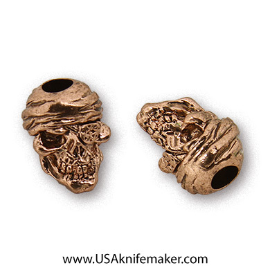 Skull - "One-Eyed Jack" Plated Antique Copper Skull Bead