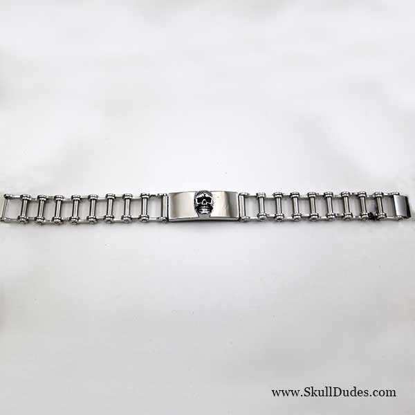 stainless steel motor chain bracelet skull