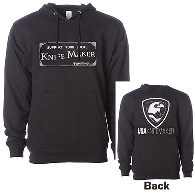 Hoodie - Support Your Local Knifemaker FRONT - Eagle and Shield BACK